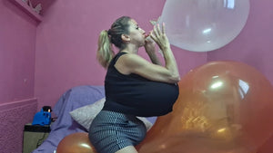 Balloons stuffing big boobs